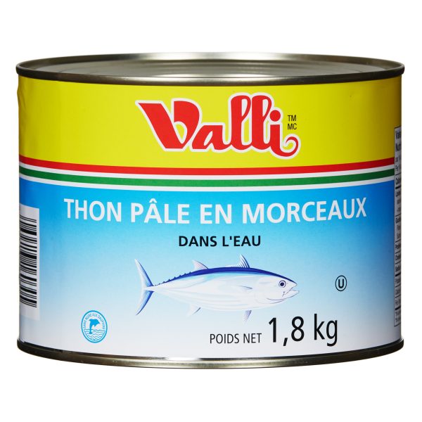 thon pâle morceaux dans l'eau (skipjack) sans bl