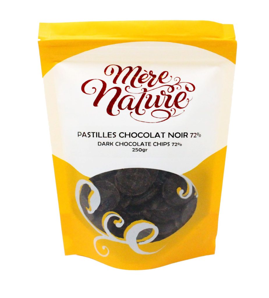 pastilles de chocolat noir 72% (mère nature)