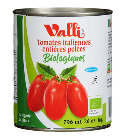 tomates italiennes entières pelées biologiques (valli) (100/palette)